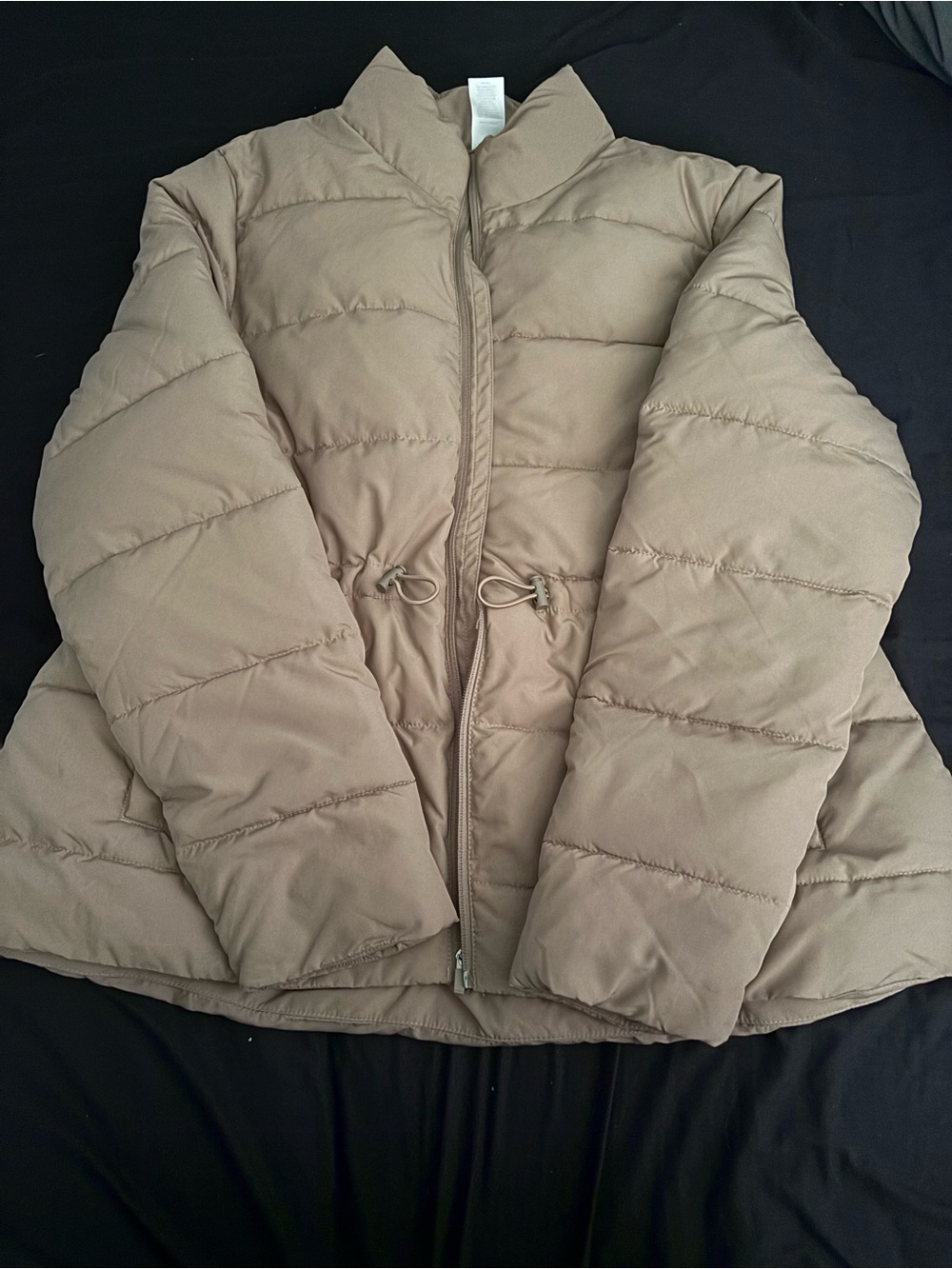 Tek Gear Women's Brown Puffer Jacket with Drawstring Waist